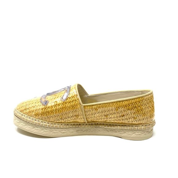 Chanel Interlocking CC Raffia Logo Espadrilles - Picture 5 of 7